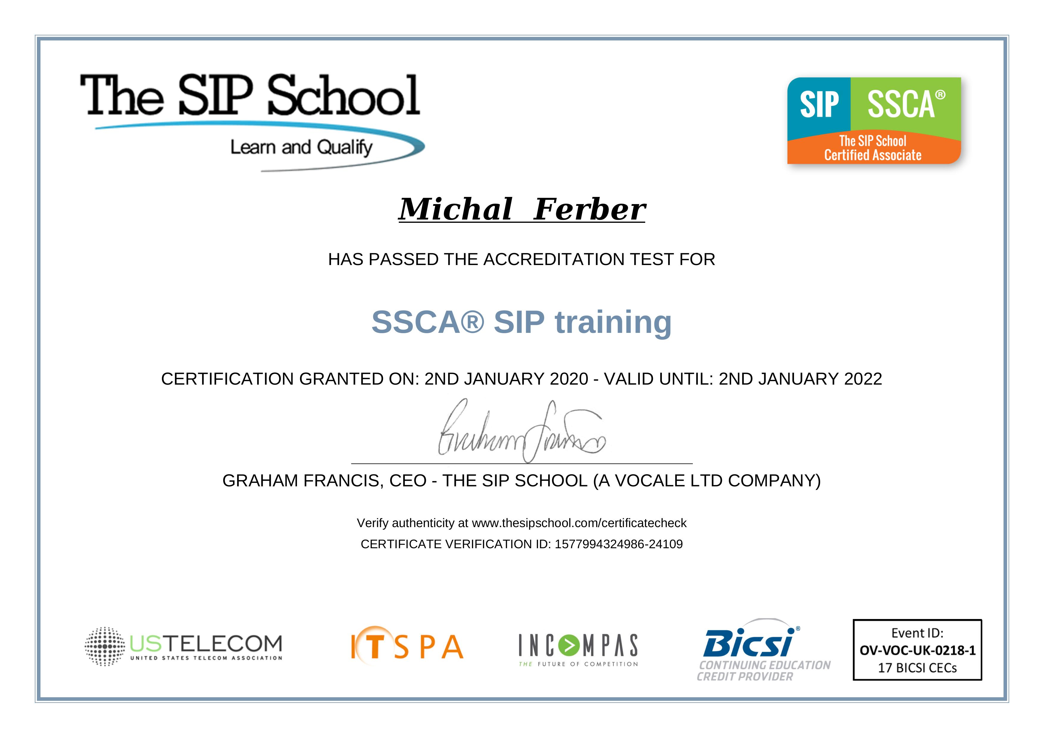 2022 01 02 SIP SSCA Certification