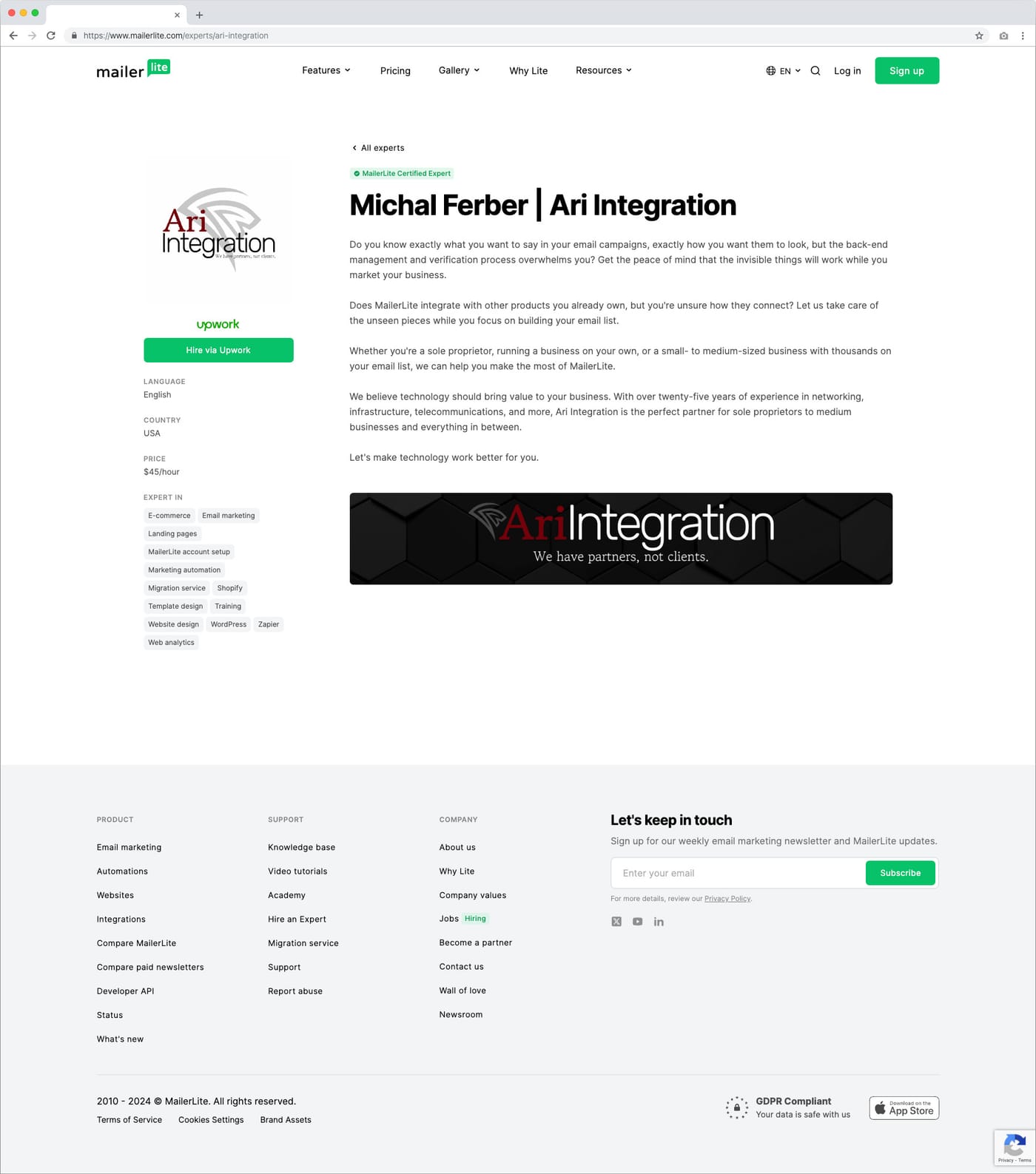 MailerLite Expert certificate badge